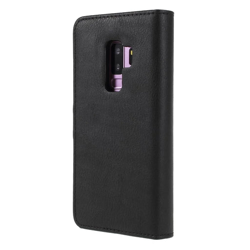 DG.MING For Samsung Galaxy S9+ SM-G965 Protective Phone Case Detachable 2-in-1 Split Leather Flip Cover with Wallet - Black - 2