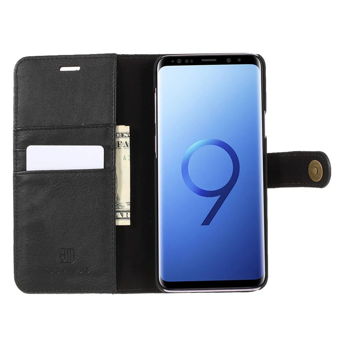 DG.MING For Samsung Galaxy S9+ SM-G965 Protective Phone Case Detachable 2-in-1 Split Leather Flip Cover with Wallet - Black - 6