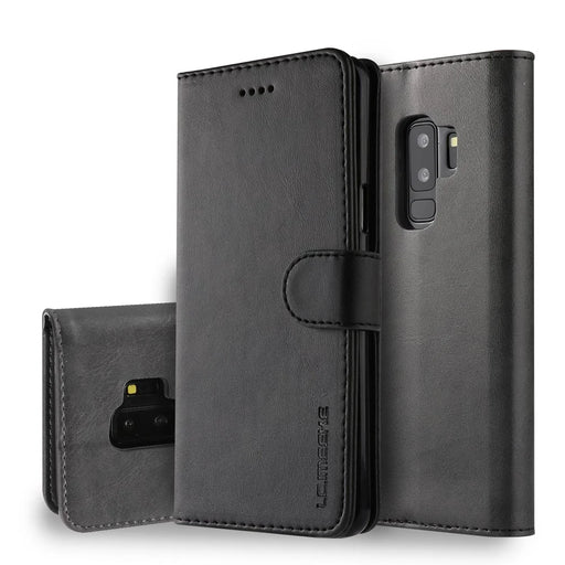 LC.IMEEKE Wallet Leather Stand Case for Samsung Galaxy S9+ SM-G965 - Black - 1