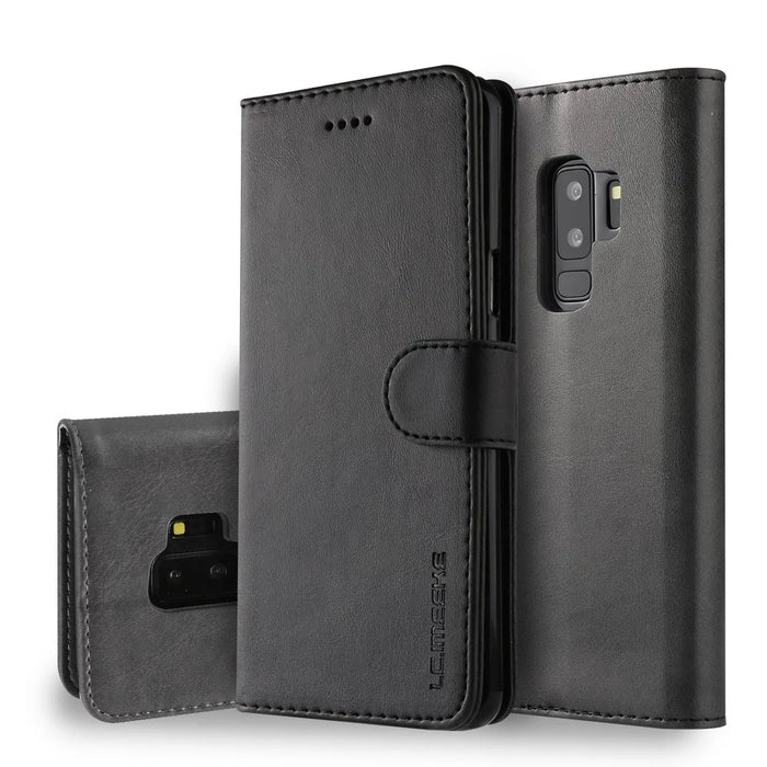 LC.IMEEKE Wallet Leather Stand Case for Samsung Galaxy S9+ SM-G965 - Black - 1