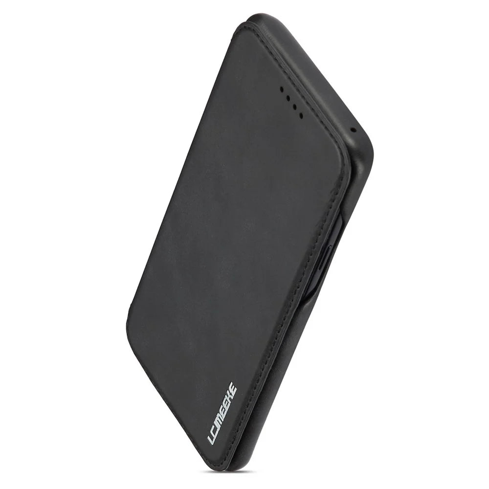 LC.IMEEKE for Samsung Galaxy S9 G960 Retro Style Leather Card Holder Stand Mobile Phone Cover Shell - Black - 6