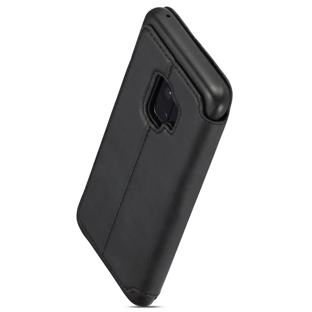 LC.IMEEKE for Samsung Galaxy S9 G960 Retro Style Leather Card Holder Stand Mobile Phone Cover Shell - Black - 7