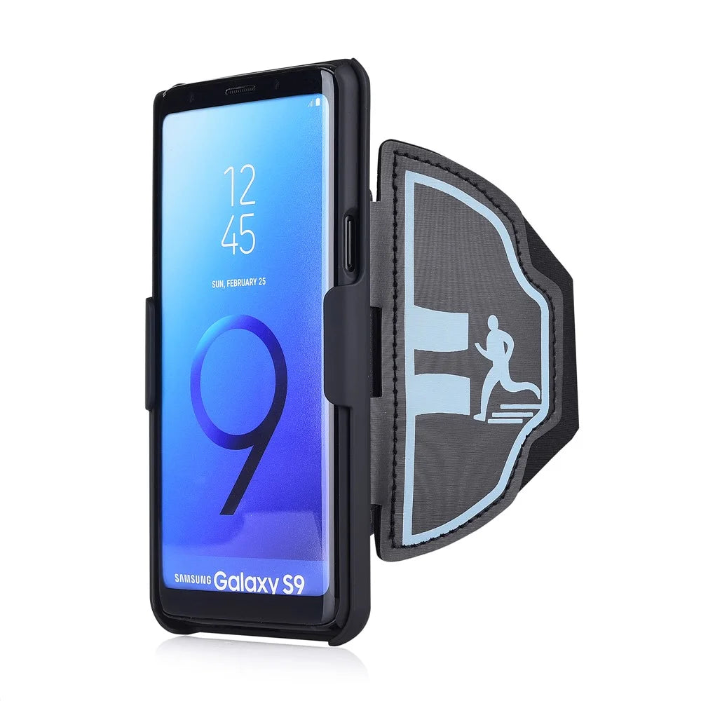 Nylon Sport Armband Woven Pattern PC Case with Kickstand for Samsung Galaxy S9 SM-G960 - Black - 5