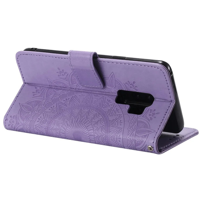 Imprint Butterfly Flower Wallet Leather Stand Case for Samsung Galaxy S9+ SM-G965 - Purple - 7