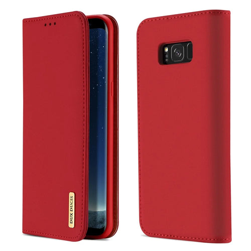 DUX DUCIS Wish Series CNAS / CMA Certified Wallet Genuine Leather Phone Stand Cover Case for Samsung Galaxy S8 SM-G950 - Red - 1