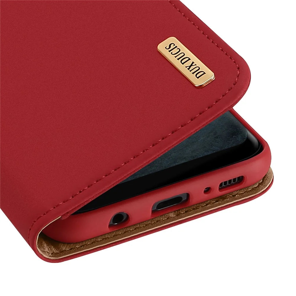 DUX DUCIS Wish Series CNAS / CMA Certified Wallet Genuine Leather Phone Stand Cover Case for Samsung Galaxy S8 SM-G950 - Red - 3