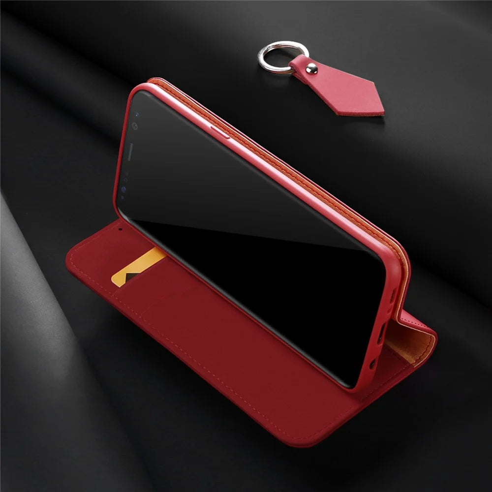 DUX DUCIS Wish Series CNAS / CMA Certified Wallet Genuine Leather Phone Stand Cover Case for Samsung Galaxy S8 SM-G950 - Red - 4