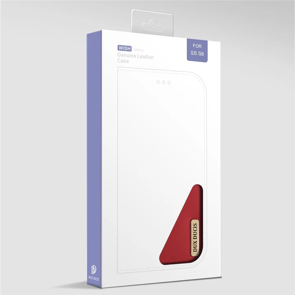 DUX DUCIS Wish Series CNAS / CMA Certified Wallet Genuine Leather Phone Stand Cover Case for Samsung Galaxy S8 SM-G950 - Red - 5