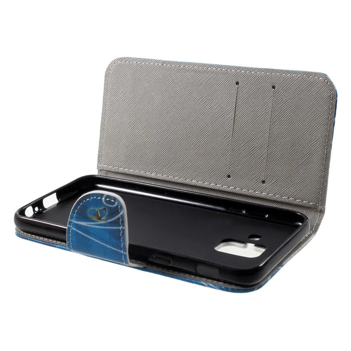 Pattern Printing Cross Texture Leather Wallet Cover for Samsung Galaxy A6 (2018) - Blue Butterfly - 6