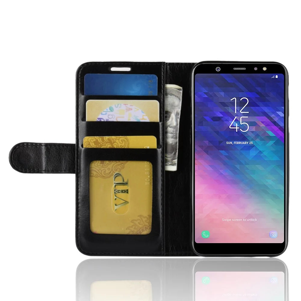 Crazy Horse PU Leather Protection Mobile Phone Shell for Samsung Galaxy A6 (2018) - Black - 5