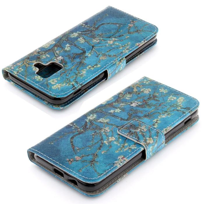 Printing Pattern Leather Wallet Shell Case for Samsung Galaxy A6 (2018) - Almond Tree in Blossom - 4
