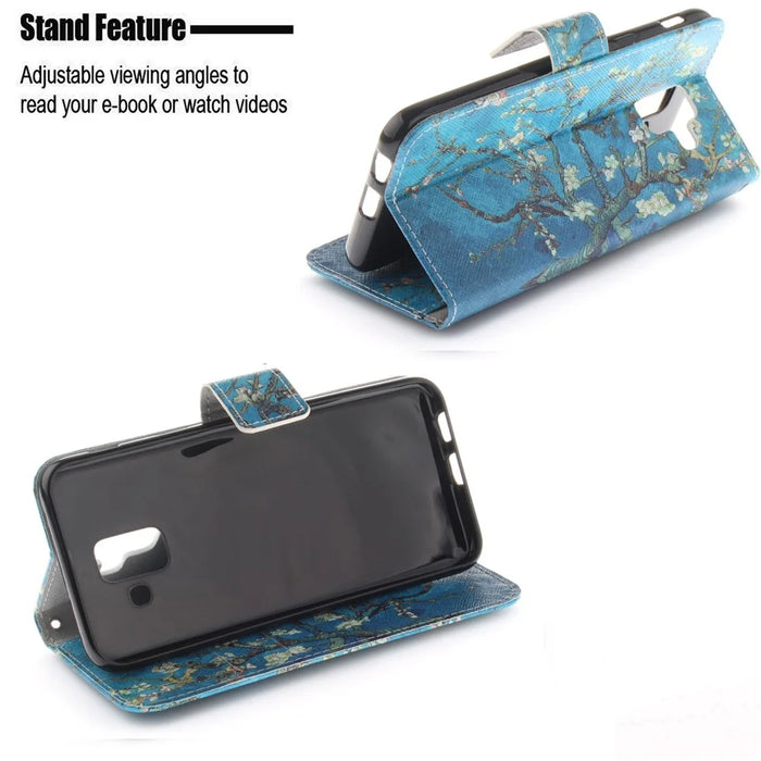 Printing Pattern Leather Wallet Shell Case for Samsung Galaxy A6 (2018) - Almond Tree in Blossom - 5