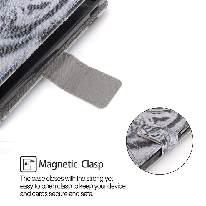 Printing Pattern Leather Wallet Mobile Phone Case for Samsung Galaxy A6+ (2018) / A9 Star Lite - Tiger with Green Eye - 6