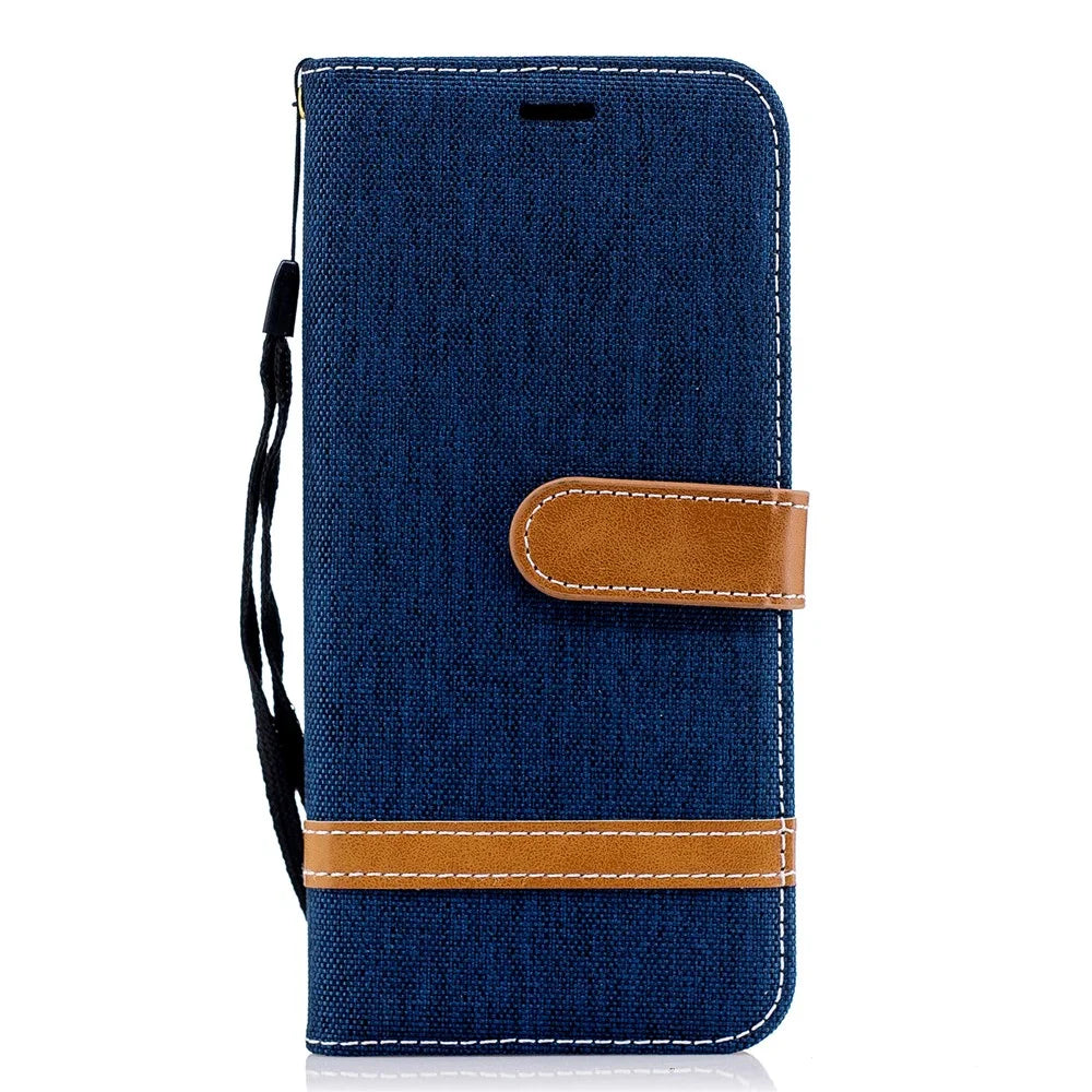 Jeans Cloth Texture Wallet Stand Leather Protective Cover Case for Samsung Galaxy J6 (2018) - Dark Blue - 2