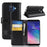 For Samsung Galaxy A6 (2018) Genuine Split Leather Wallet Cell Phone Cover - Black - 1