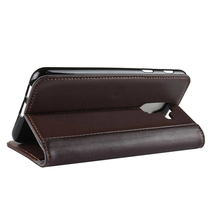 For Samsung Galaxy A6+ (2018) Phone Cases Genuine Split Leather Wallet Mobile Cover Stand - 7