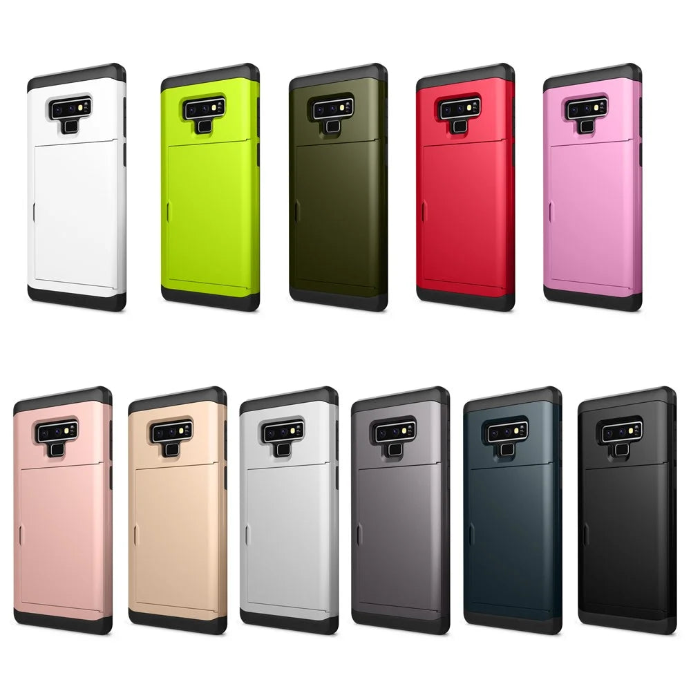 Plastic + TPU Hybrid Case with Card Slot for Samsung Galaxy Note 9 - Black - 2