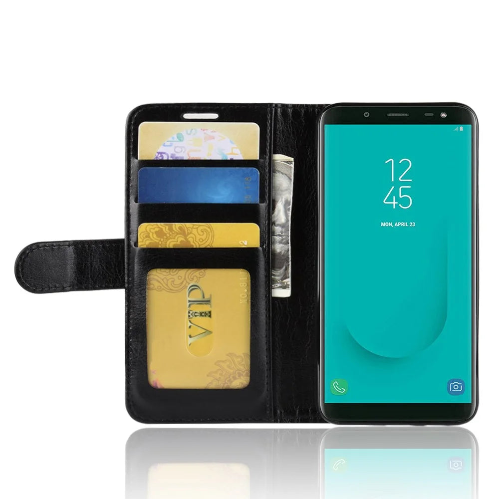 For Samsung Galaxy J6 (2018) Crazy Horse Texture Wallet Leather Case with Stand - Black - 5
