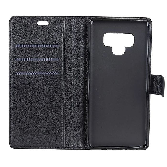 Litchi Grain Wallet Stand Leather Phone Case for Samsung Galaxy Note 9 - Black - 6