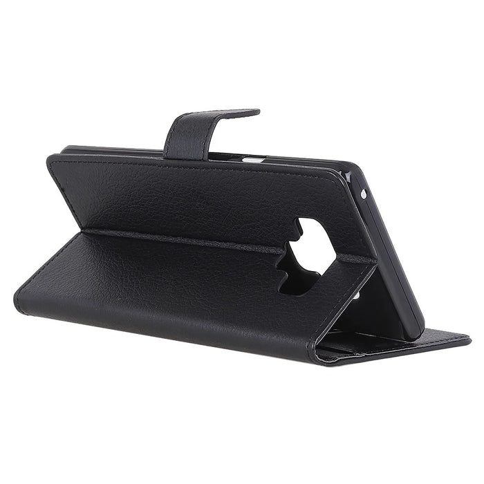 Litchi Grain Wallet Stand Leather Phone Case for Samsung Galaxy Note 9 - Black - 7