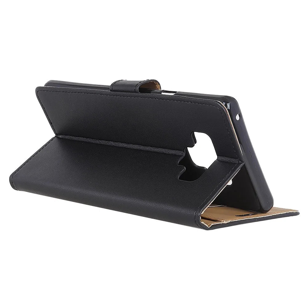 Wallet Stand Flip PU Leather Phone Case Shell for Samsung Galaxy Note 9 - Black - 4