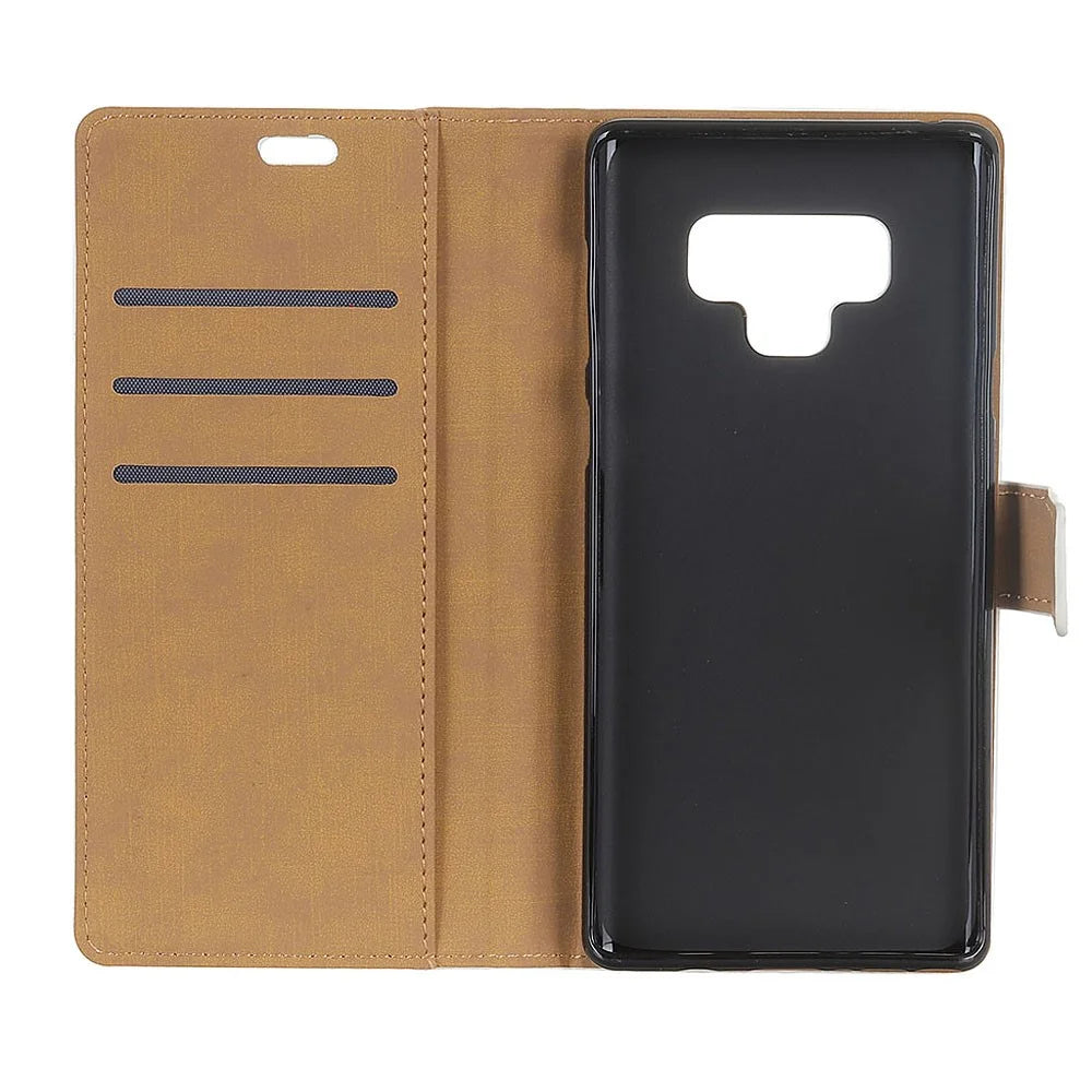 Wallet Stand Flip PU Leather Phone Case Shell for Samsung Galaxy Note 9 - Black - 6