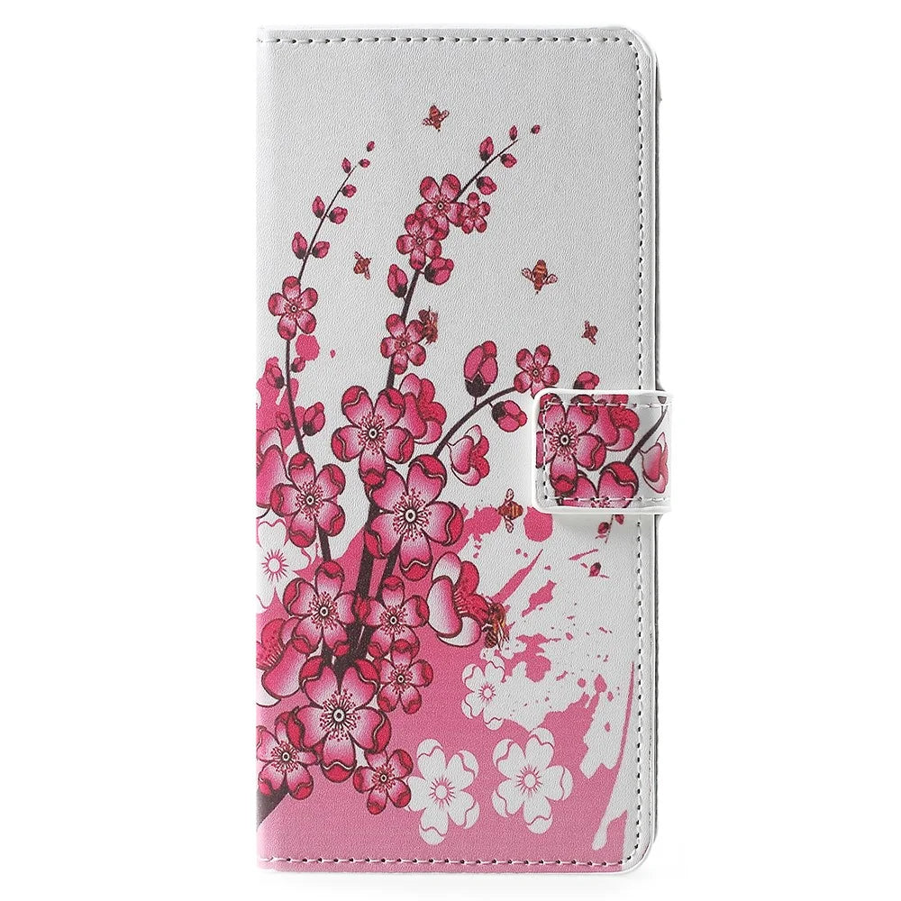 Pattern Printing Wallet Stand Leather Protection Mobile Phone Shell for Samsung Galaxy Note 9 - Plum Blossom - 1