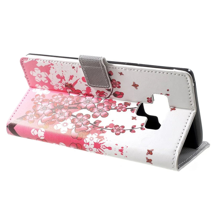 Pattern Printing Wallet Stand Leather Protection Mobile Phone Shell for Samsung Galaxy Note 9 - Plum Blossom - 4