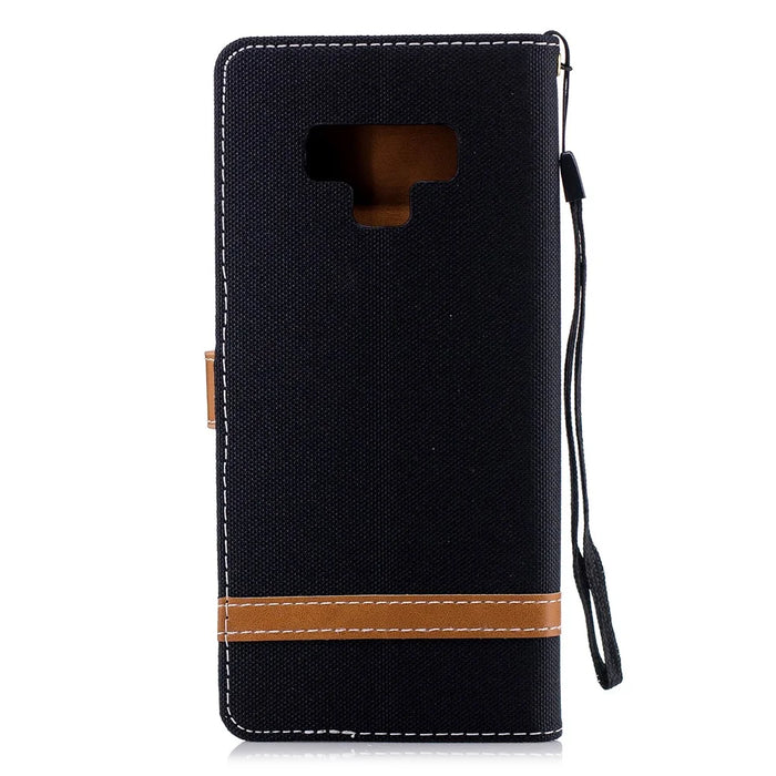 Jeans Cloth Texture Wallet Stand Leather Cover for Samsung Galaxy Note 9 - Black - 3