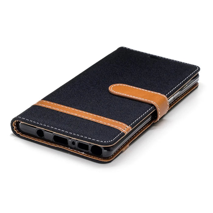 Jeans Cloth Texture Wallet Stand Leather Cover for Samsung Galaxy Note 9 - Black - 6