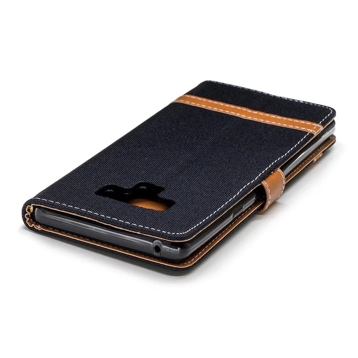 Jeans Cloth Texture Wallet Stand Leather Cover for Samsung Galaxy Note 9 - Black - 7