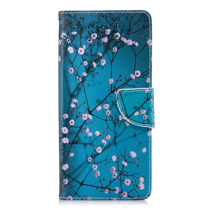 Pattern Printing PU Leather Wallet Stand Phone Accessory Case for Samsung Galaxy Note 9 - Tree with Flowers - 2