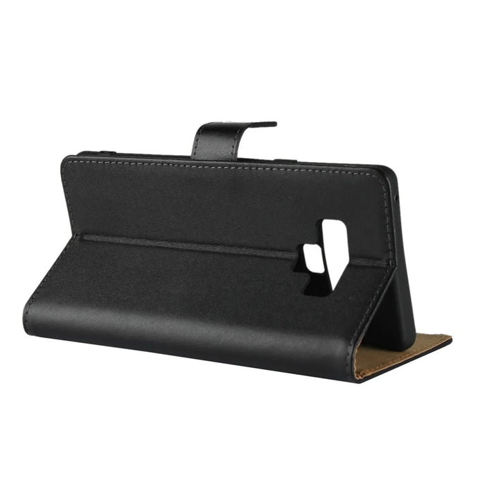 Genuine Leather Wallet Stand Phone Case for Samsung Galaxy Note 9 - Black - 6