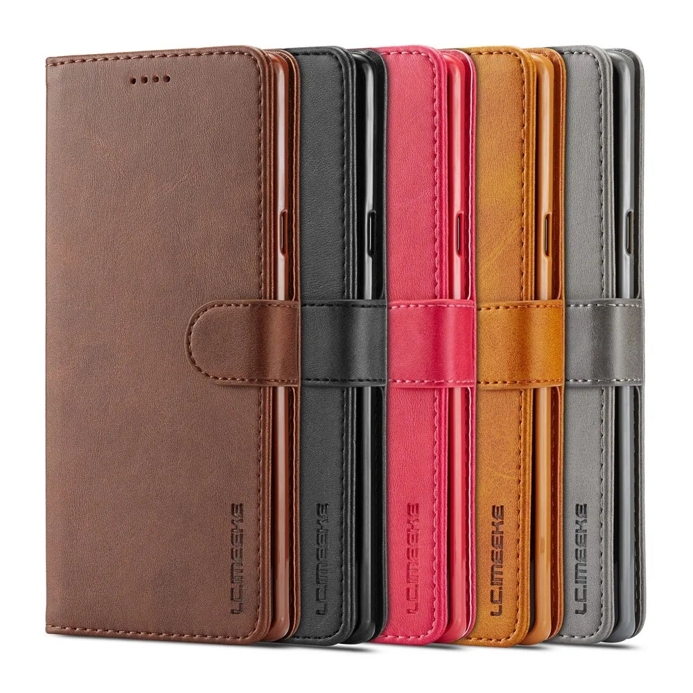 LC.IMEEKE Wallet Stand Leather Protective Case for Samsung Galaxy Note 9 - Black - 6