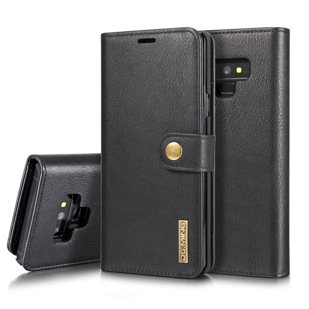 DG.MING for Samsung Galaxy Note9 N960 Detachable 2-in-1 Split Leather Wallet + PC Back Case - Black - 1