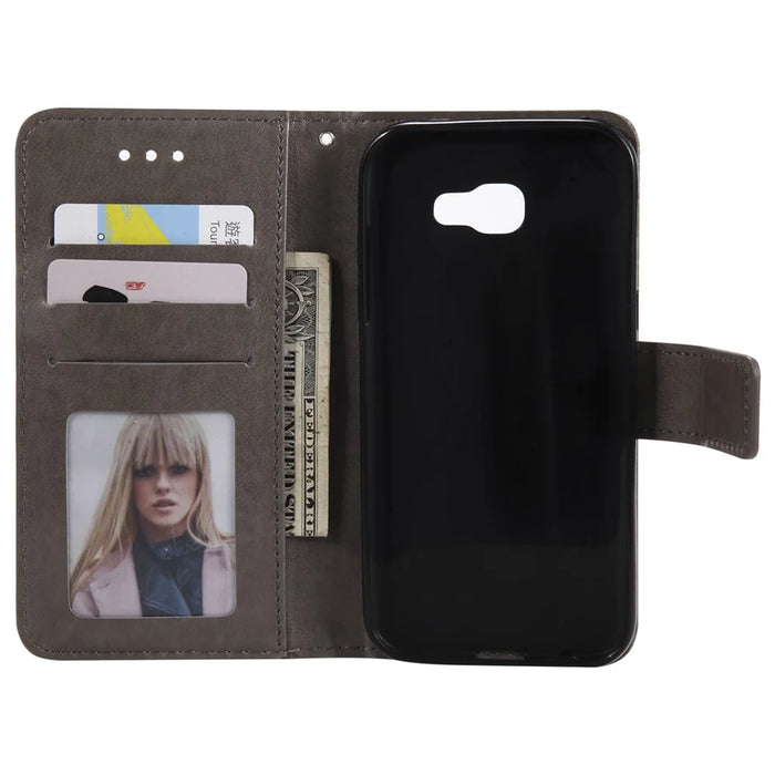 Imprinted Mandala Pattern Wallet Leather Mobile Case for Samsung Galaxy A5 (2017) A520 - Grey - 4