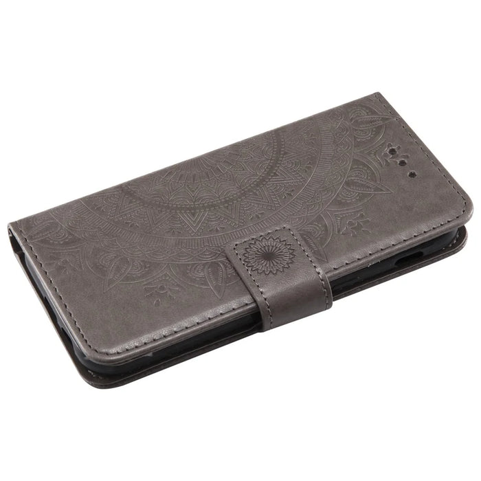 Imprinted Mandala Pattern Wallet Leather Mobile Case for Samsung Galaxy A5 (2017) A520 - Grey - 5