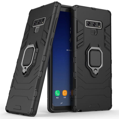 Cool Guard Ring Holder Kickstand PC TPU Hybrid Case for Samsung Galaxy Note9 N960 - Black - 1