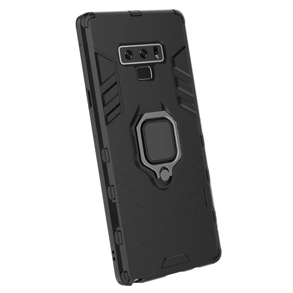 Cool Guard Ring Holder Kickstand PC TPU Hybrid Case for Samsung Galaxy Note9 N960 - Black - 2