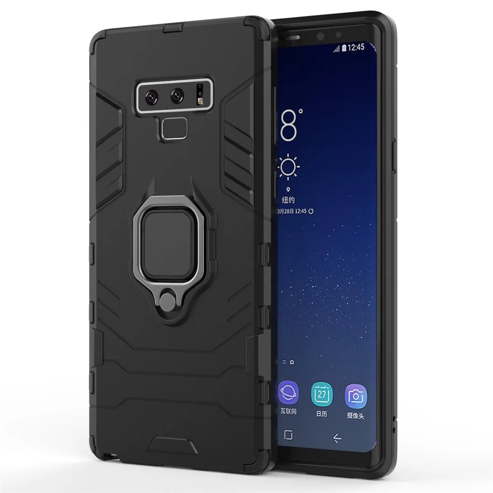 Cool Guard Ring Holder Kickstand PC TPU Hybrid Case for Samsung Galaxy Note9 N960 - Black - 3