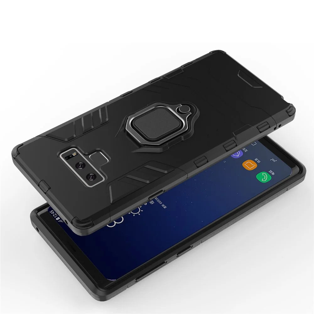 Cool Guard Ring Holder Kickstand PC TPU Hybrid Case for Samsung Galaxy Note9 N960 - Black - 4
