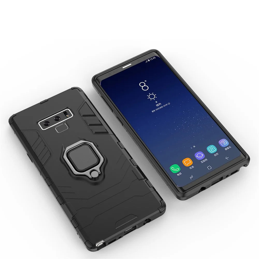 Cool Guard Ring Holder Kickstand PC TPU Hybrid Case for Samsung Galaxy Note9 N960 - Black - 5