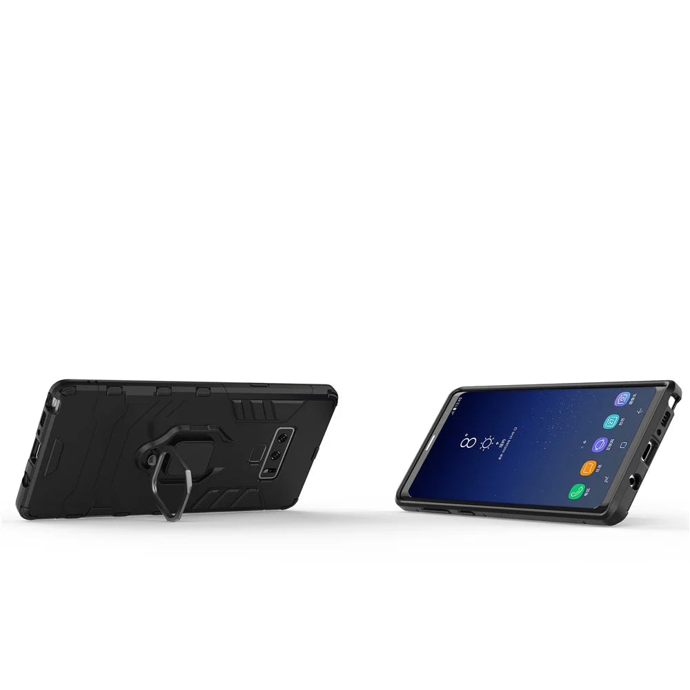 Cool Guard Ring Holder Kickstand PC TPU Hybrid Case for Samsung Galaxy Note9 N960 - Black - 6