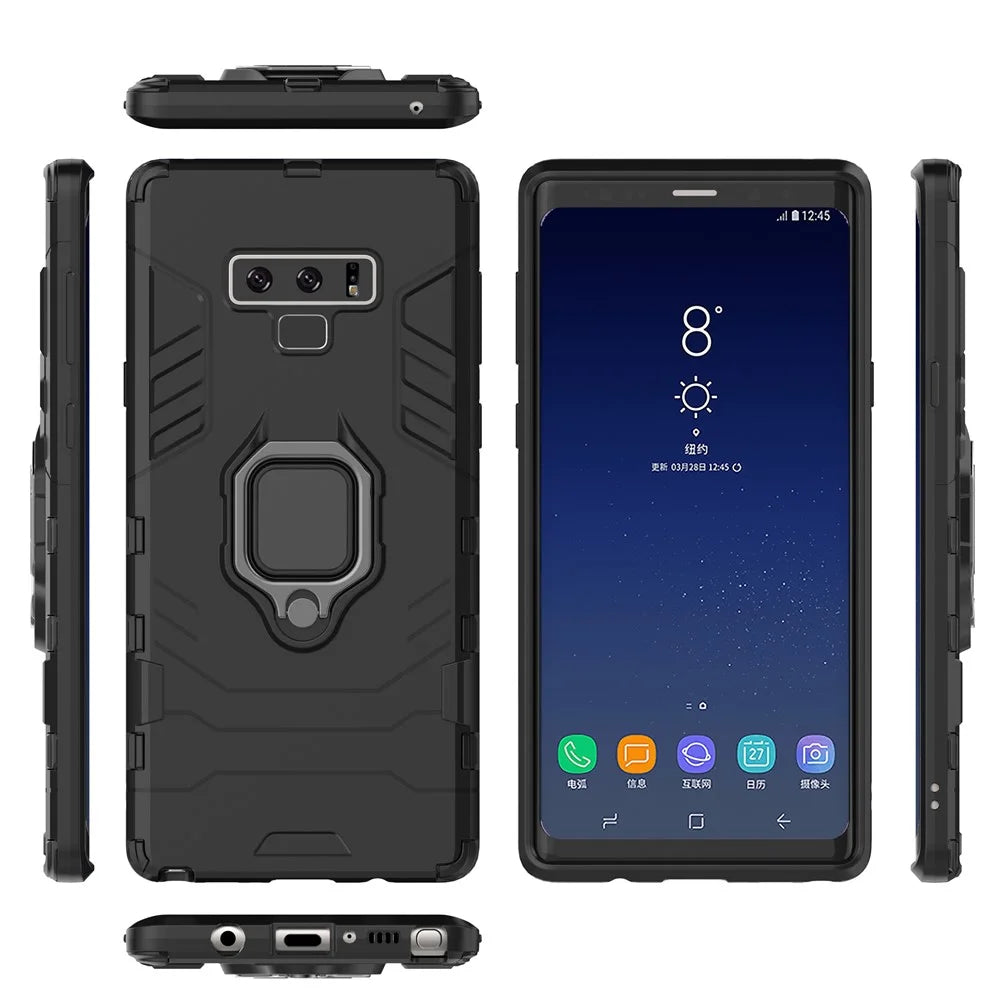 Cool Guard Ring Holder Kickstand PC TPU Hybrid Case for Samsung Galaxy Note9 N960 - Black - 7