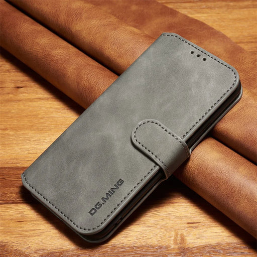 DG.MING Retro Style Wallet Leather Stand Case for Samsung Galaxy S7 edge SM-G935 - Grey - 1