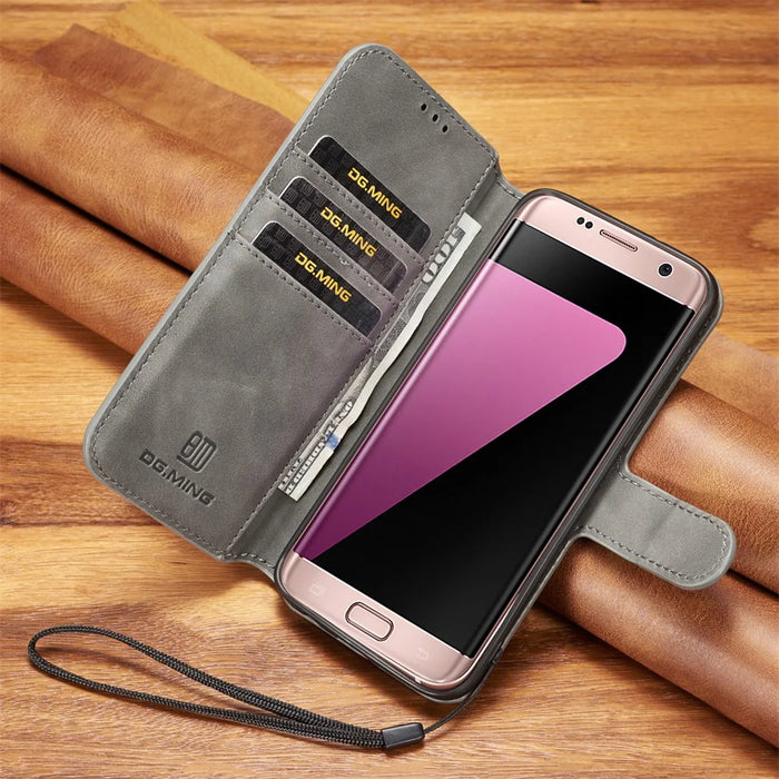DG.MING Retro Style Wallet Leather Stand Case for Samsung Galaxy S7 edge SM-G935 - Grey - 6