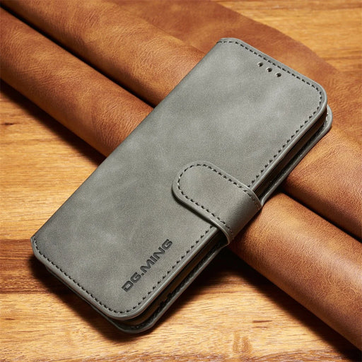 DG.MING Retro Style Wallet Leather Stand Case for Samsung Galaxy S7 SM-G930 - Grey - 1