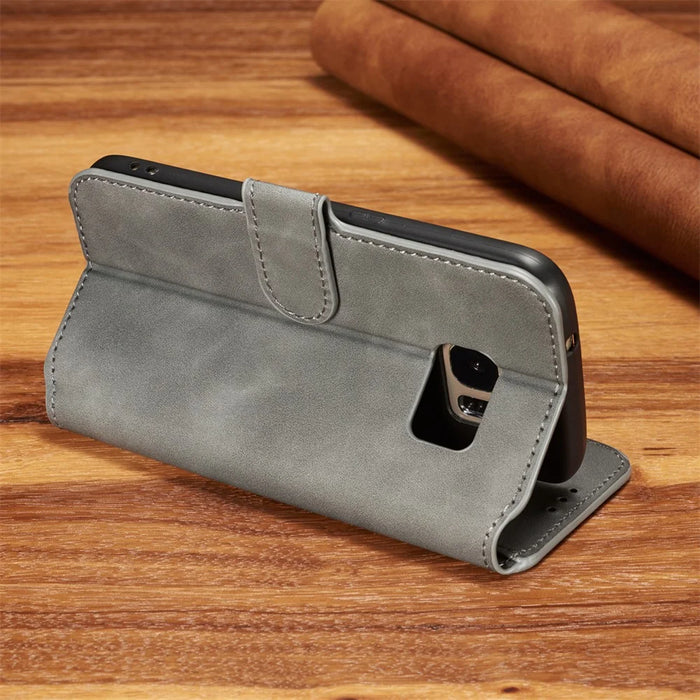 DG.MING Retro Style Wallet Leather Stand Case for Samsung Galaxy S7 SM-G930 - Grey - 3