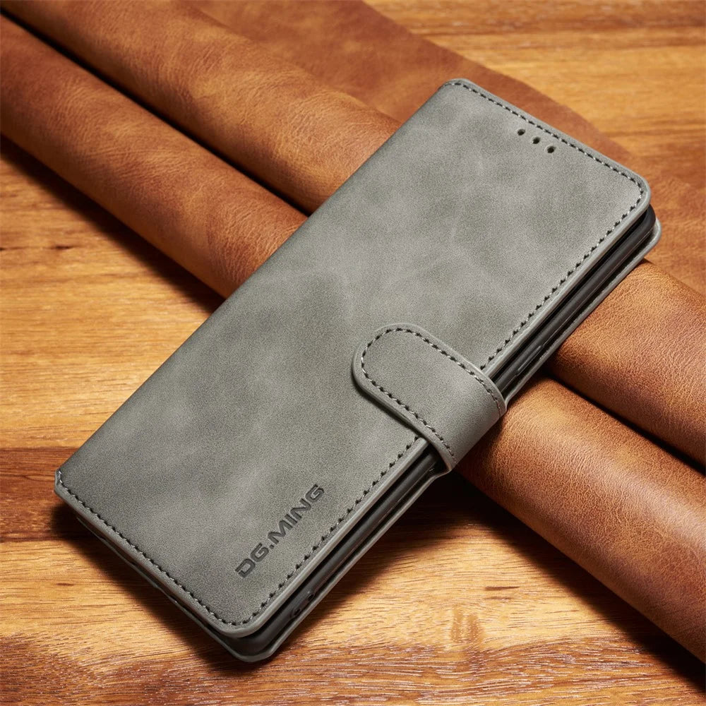 DG.MING Retro Style Wallet Leather Stand Case for Samsung Galaxy Note 8 SM-N950 - Grey - 1