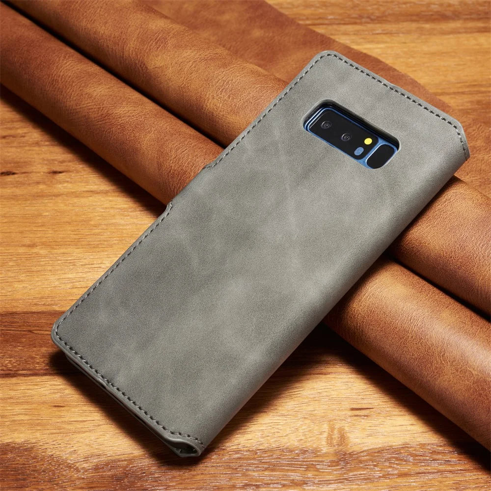 DG.MING Retro Style Wallet Leather Stand Case for Samsung Galaxy Note 8 SM-N950 - Grey - 2
